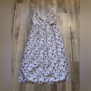 Club Monaco 100% Silk Floral Cowl Neck Midi Dress Size 2 Blush White Cottagecore